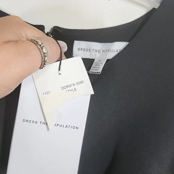 Dress the Population Mariela Dress Black Cutout Design Cocktail Date Night XL - Picture 5 of 11